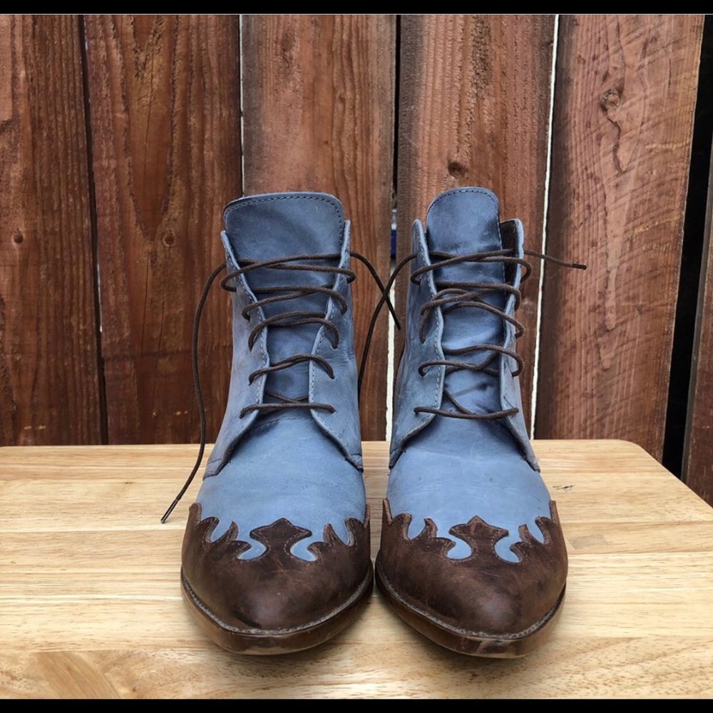 Hand-sewn suede-leather boots.